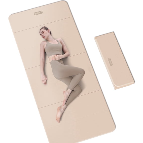 BAIMA Extra Wide Yoga Mat 31.5" x 75" length Large Non-Slip TPE Foldable,Exercise Matt for Yoga Pilates,Home Gym Flooring, Meditation (Milk Coffee)