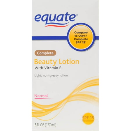 Equate Complete Beauty Lotion with Vitamin E & SPF 15, 6 Oz.