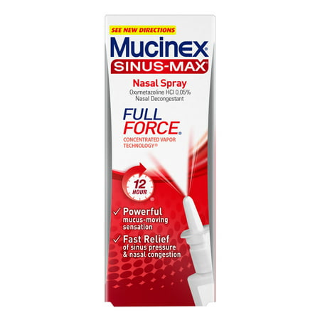 Mucinex Sinus-Max Full Force Nasal Decongestant Spray, (Best Over The Counter Decongestant For Cold)