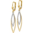 thumbnail image 2 of 14k Two-Tone Gold Diamond-cut Leverback (8x49mm) Earrings, 2 of 3