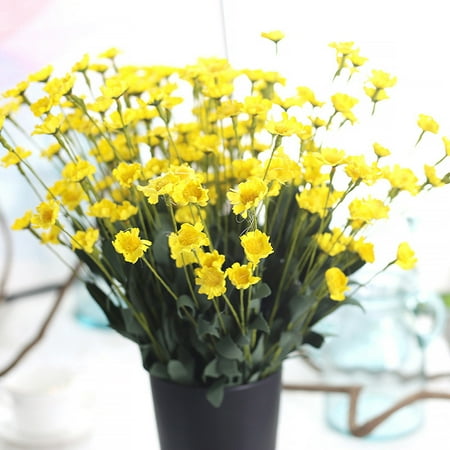 - Tuscom Artificial Silk Fake Flowers Small Daisy Wedding Bouquet Party Home Decor Yellow