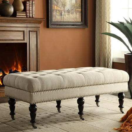 Linon Isabelle Linen Tufted Bench, Multiple Sizes and