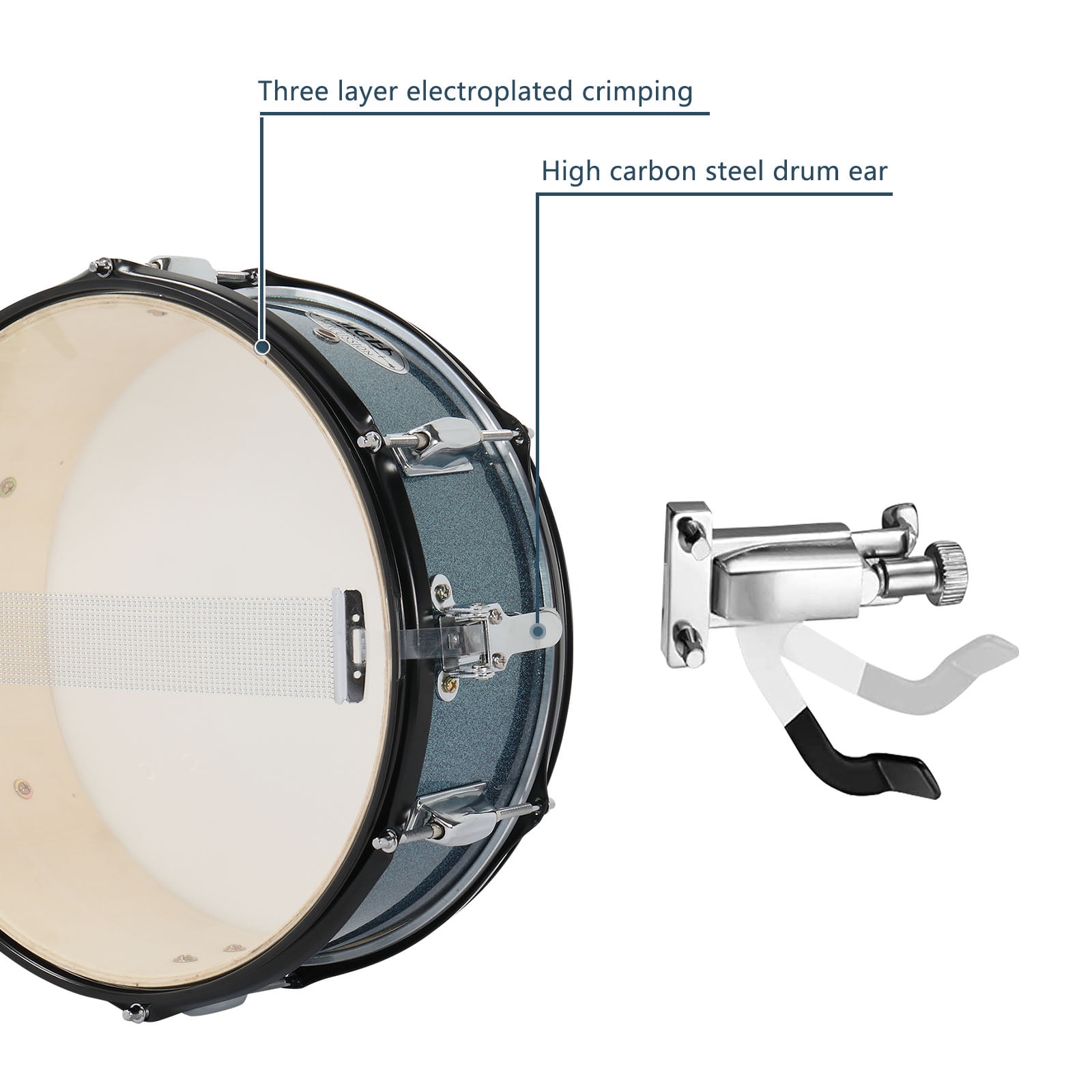 Ktaxon Full Size Adult Drum Set 5-Piece Black with Bass Drum, two Tom Drum, Snare Drum, Floor Tom, 16" Ride Cymbal, 14" Hi-hat Cymbals, Stool, Drum Pedal, Sticks