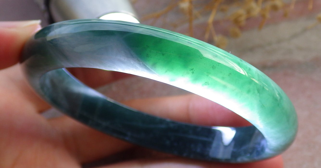 Icy Green Natural A JADE Jadeite Bangle Bracelet 60 mm 684200 TN