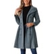 thumbnail image 1 of Abrigo de terciopelo A-Line para mujer INSPIRE CHIC, de doble botonadura, con cuello alto, abrigo de invierno de longitud media, talla M, color gris cadete, 1 of 6