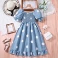 thumbnail image 2 of adviicd Robe de la Saint-Valentin pour Filles Robe à une Épaule Printemps Mignonne Robe de Demoiselle d'Honneur Bleue, 10 Ans, 2 of 5