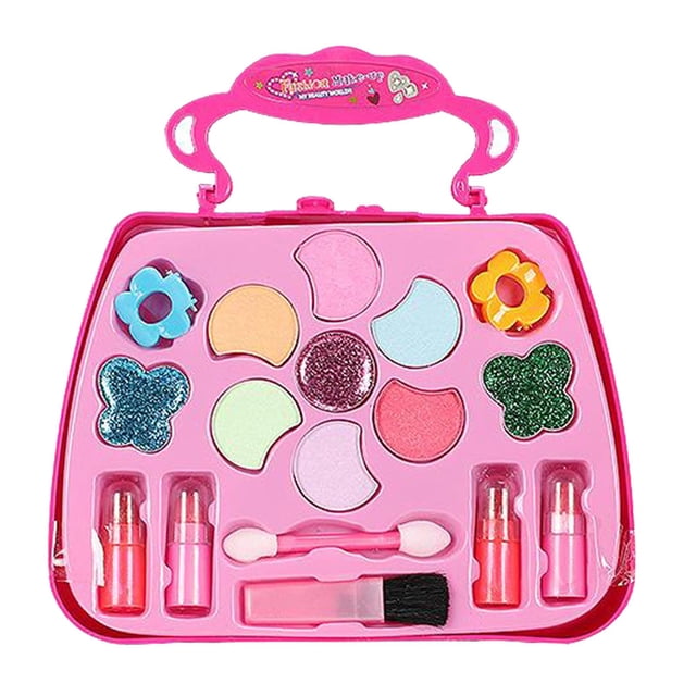 Pretend Play Set de maquillaje Little Washable Makeup Blush de uñas con espejo, Non , Estilo 1 Baoblaze estuche de maquillaje para niñas