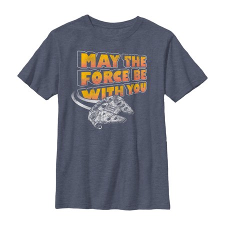 Boy s Star Wars Millennium Falcon Force With You Graphic Tee Navy Blue Heather X Large