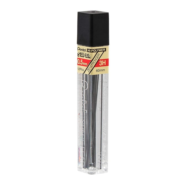 Recargas de Mina Pentel Super Hi-Polymer 0.5 mm 3H, 144 Piezas