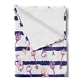 thumbnail image 2 of Retro Soft Flannel Fleece Blanket, Old Medieval Vintage Keys with Ribbons and Diamonds Striped Pattern in French Style, Cozy Plush for Indoor and Outdoor Use, 60" x 80", Purple Blue, by Ambesonne, 2 of 5