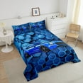 thumbnail image 4 of Erosebridal Dirt Bike Bedding Sets Full with Comforter,Extreme Sports Duvet Insert,Blue Black Honeycomb Decor,Reversible,3pcs, 4 of 7
