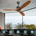 DingLiLighting 52" Wood Ceiling Fan No light with Remote 3Blade Modern