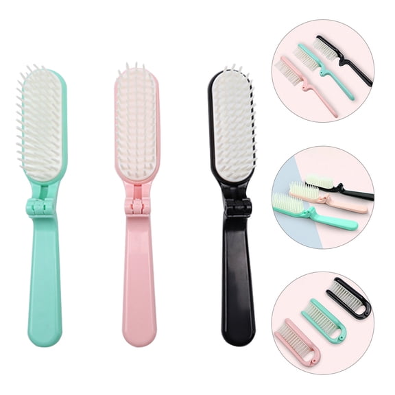Luxshiny 3Pcs Folding Hair Comb Travel Folding Comb Compact Brush for Hair Styling Assorted Colors