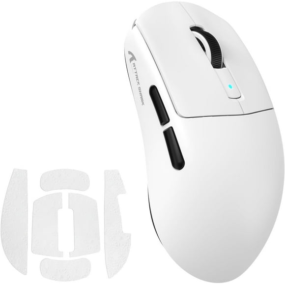 ATTACK SHARK R6 39g Souris Ultralégère, Capteur de Jeu PixArt PAW3950MAX, Souris Sans Fil 8K, MCU Nodic 52840, Souris de Jeu BT/2.4G/filaire, DPI Réglable 42000, pour Win11/Xbox/PS/Mac -Blanc et Ruban Adhésif