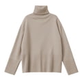 thumbnail image 4 of Women's Oversized Turtleneck Knit Pullover Sweater â Soft High Neck Long Sleeve with Split Hem, Loose Fit Casual Fall Winter Jumper Top, 4 of 4