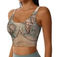 thumbnail image 2 of Bixox Women's The World is Hemisphere Pattern Fitness Navel Tank Top U-Back Yoga Tank Top Sweatshirt Sports Bra, 2 of 7
