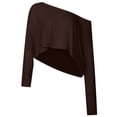 thumbnail image 4 of Rhuody Womens Tops One Shoulder Loose Fitting Long Sleeved T Shirt As Base Layer Round Neck Tee Fashion Clothes Coffee S, 4 of 5