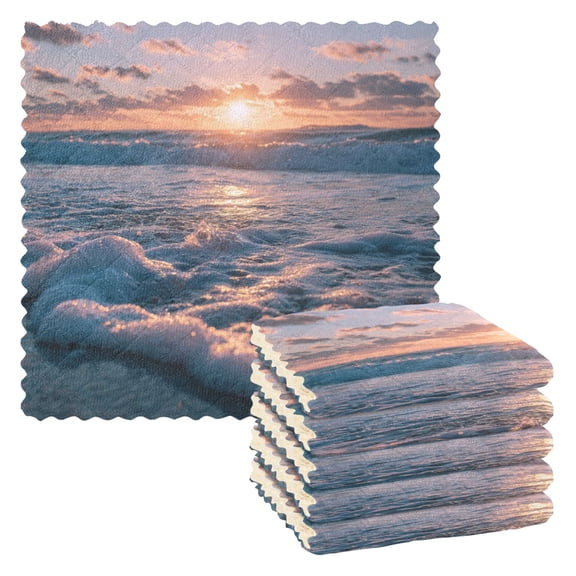 6 Pieces of Kitchen Towels 11x11Inch Kitchen Dish Cloths Kitchen Dish Towels Reuseable Cleaning Cloths Beautiful Sea