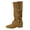 Coffee, variant on Knee High Boots for Women Faux Suede Slouchy Fashion Button Closure Low Block Heel Fall Boots