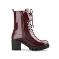 thumbnail image 3 of BLISSFUL STEP Valentine's Women's Chunky Heel Zip Platform Block Combat Boots Burgundy 8.5, 3 of 8