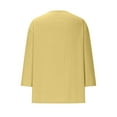thumbnail image 5 of Guieoi Womens Tops Plus Size Women's Solid Linen Casual V-Neck T-shirt Long Sleeved Round Neck Loose Top Yellow Black*Friday/Cyber*Monday Clearance, 5 of 7