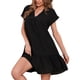 thumbnail image 2 of SAYOO Vestido de manga corta para mujer, vestido de ajuste holgado con dobladillo con volantes y cuello en V de color sólido, ropa informal simple y elegante de una pieza SAYOO  S M L XL XXL, 2 of 8