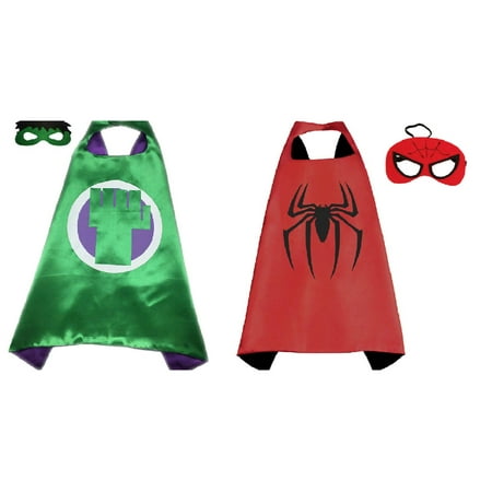 Hulk & Spiderman Costumes - 2 Capes, 2 Masks with Gift Box by Superheroes