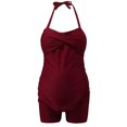 thumbnail image 2 of Women Fashion Solid Color Swimsuit Pleated Gathered Swimwear, 2 of 5