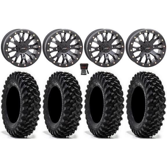 System 3 SB-4 14" Wheels Black (6 1/4 3) 30" Warrior XT Tires Honda Talon