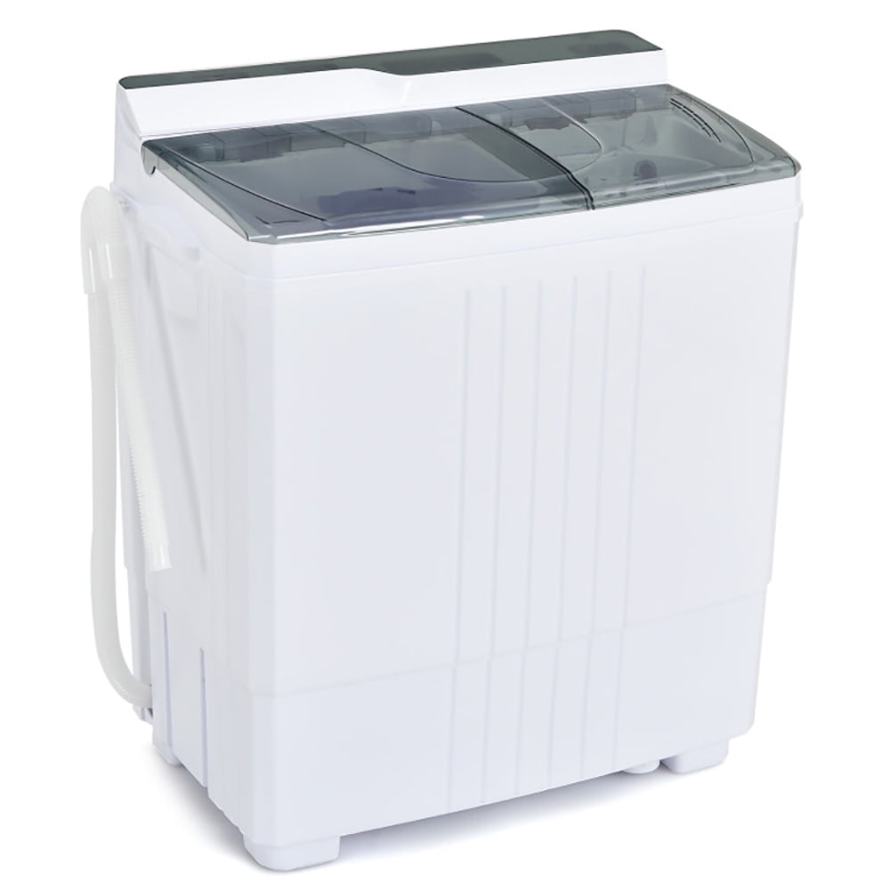 Canddidliike Twin Tub Portable Washing Machine with Timer Control and Drain Pump for Apartment-Gray, Timer Control, Compact Laundry Washer for RV, Apartments and Dorms