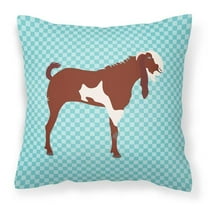 Carolines Treasures BB8064PW1818 Jamnapari Goat Blue Check Fabric Decorative Pillow, 18 x 18 in.