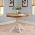 thumbnail image 2 of Linon Troyin Table de Salle à Manger à 2 Tons avec Piédestal Rond en Bois Massif Naturel et Blanc, 2 of 11