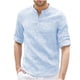 thumbnail image 4 of Ceisia Men's Shirt | Loose Stand Collar 3/4 Sleeve Shirt | Breathable Wrinkle-resistant (Solid Colors) Gift, 4 of 5