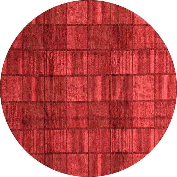 Ahgly Company Machine Washable Indoor Round Abstract Red Modern Area Rugs, 3' Round