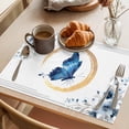 thumbnail image 3 of Butterfly Placemats Set of 8, Watercolor Blue Grey Butterfly Floral Leaf Non-Slip Place Mats Washable Table Mats for Kitchen Dining Table Decorations Indoor/Outdoor, 3 of 9