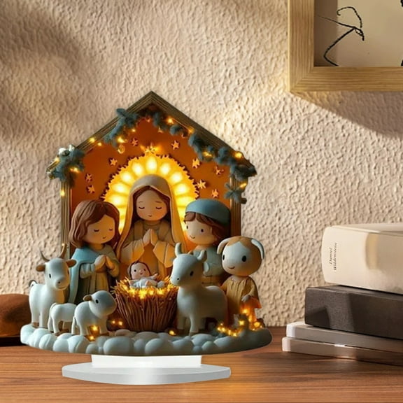 CQCYD under $5 Christmas Nativity Scene Figurine, Nativity Scene Figurine Xmas Tabletop Scenes Figure Festive Desktop Decor Nativity Figurines for Indoor Decor