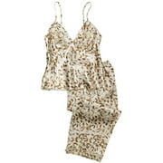 Women's Plus Print Satin Sleep Cami and Crop-Length Pants