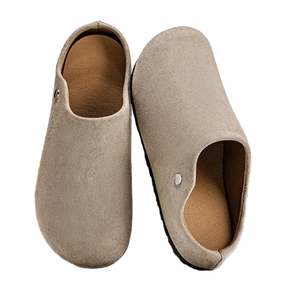 Men’s Closed Toe Clog Mules, Suede Slip On Casual Flat Shoes for Indoor Outdoor