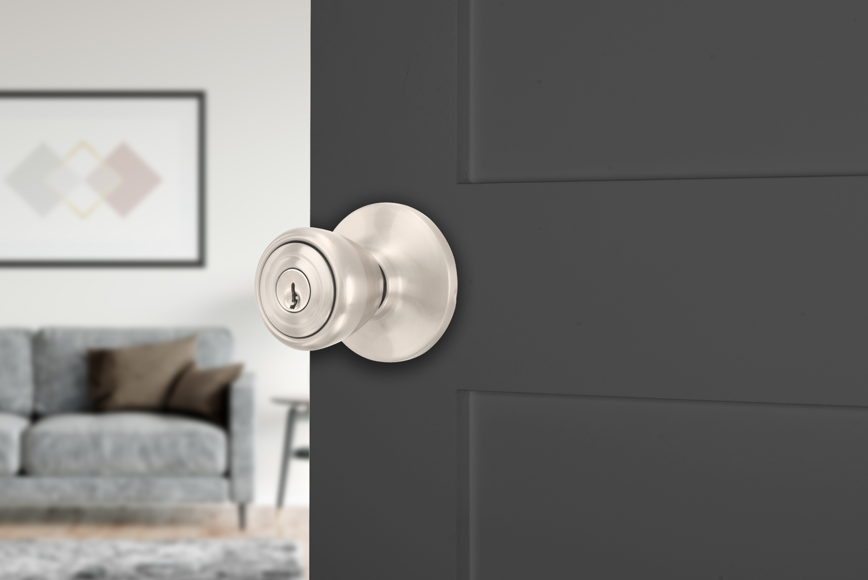 Brinks Keyed Entry Tulip Style Doorknob, Satin Nickel photo 8