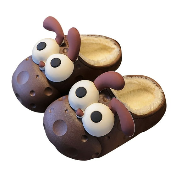 Ketyyh-chn99 Kids House Slippers Winter Warm Shoes Kids Slippers Boys Girls Indoor House Slip On Shoes Outdoor Breathable Little Big Kid Winter Slippers Size for US 2,Brown