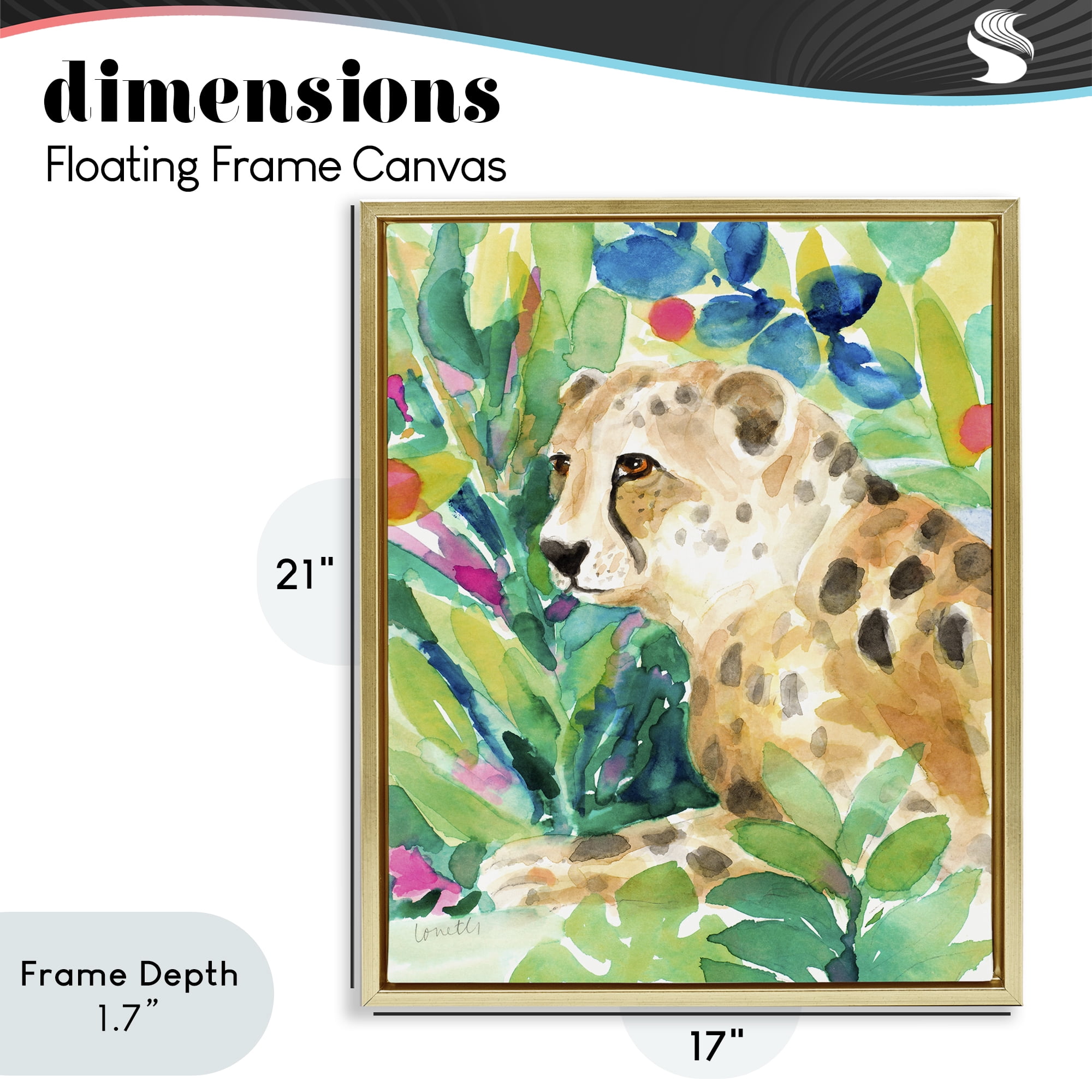 Stupell Industries Vibrant Chillin' Cheetah Gold Framed Floater Canvas Wall Art, design by Lanie Loreth