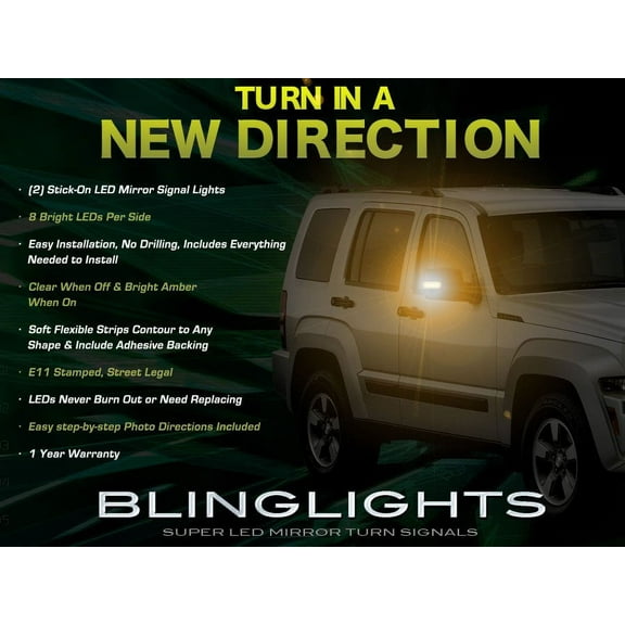 For Jeep Liberty LED Side Mirror View Turnsignals Accent Lights Mirrors Turn Signalers Lamps Signals