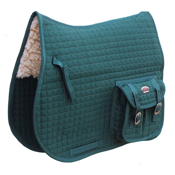 Horse English Quilted Fleece All-Purpose Saddle Pad with Pockets Green 7290