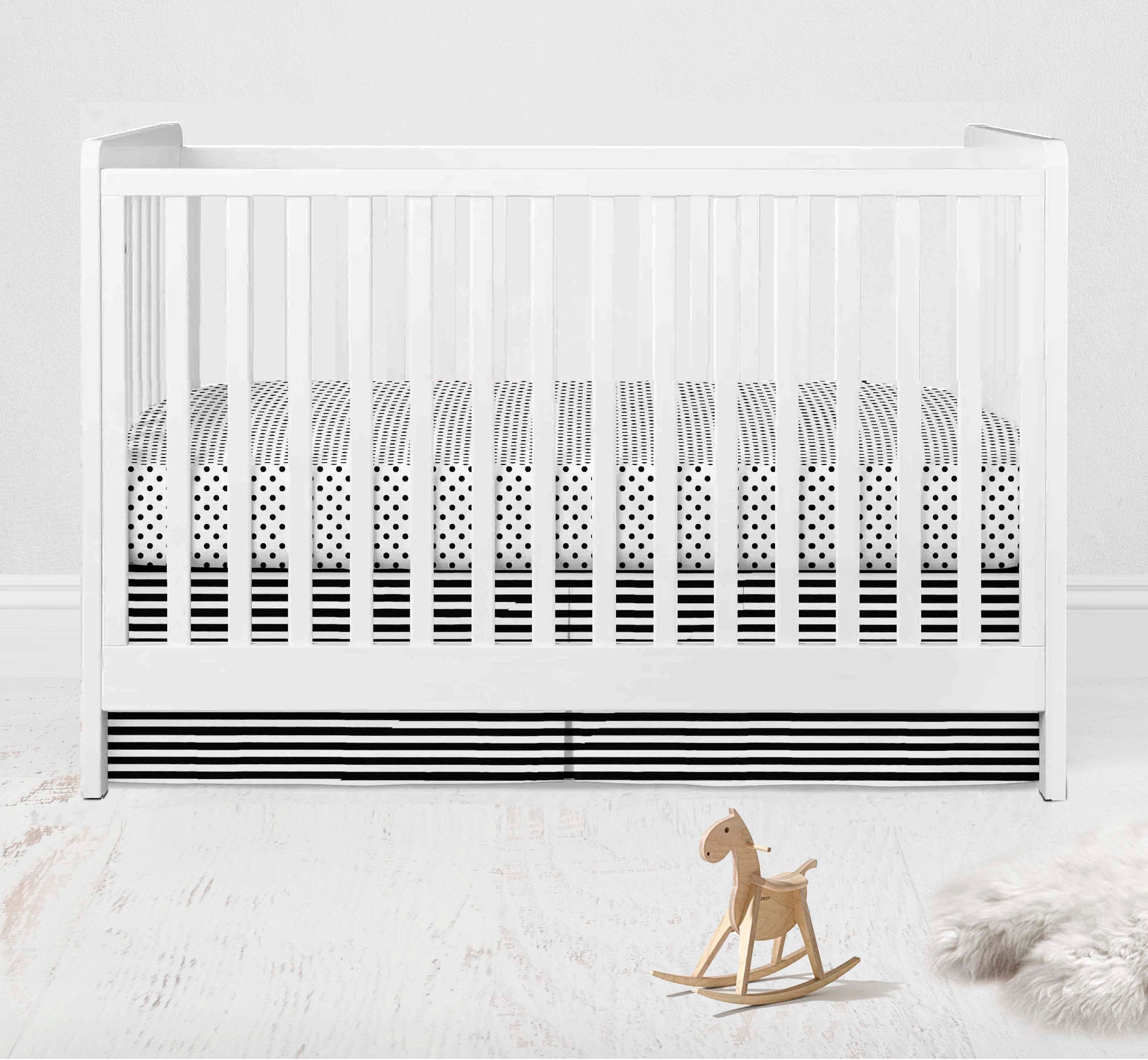 Bacati - Dots Pin Stripes 4-Piece Crib Bedding Set with Diaper Stacker - Black/White Unisex