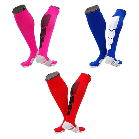 Lian LifeStyle Gorgeous Women's 2 3 Pair Long Athletic Football Soccer Socks Sport Tube Socks M XL0032-Rose, Blue, RED
