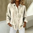 thumbnail image 3 of Uootdi Christmas Plaid Striped Long Sleeve Shirts for Women Cute Christmas V-Neck Button Down Tops Dressy Versatile Classic Loose Fit Tops Gift, 3 of 7