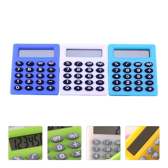 LEORX 3Pcs Compact Calculator ABS Assorted Color Multiplication for Office Work