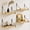 Light Brown, variant on Scalloped Floating Shelves for Wall, 4 Pack 11.8 inch Paulownia Wall Shelves with Decorative Metal Rail, Rustic Display Shelf for , Bathroom, Bedroom, Living Room & Decor