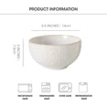 thumbnail image 2 of Set of 4 6 Inch 26oz Embossed Ceramic Soup Cereal Bowls, Microwave Dishwasher Safe Kitchen Serving Dishes for Salad Pho Breakfast Ramen Rice, Decorative Housewarming Gift, 2 of 9