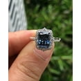 thumbnail image 4 of Gems Jewels 2.90 Ctw Emerald Cut Blue Sapphire & Diamond Wedding Anniversary Engagement Halo Ring 14K White Gold Plated 925 Sterling Silver 925 Sterling Silver -4, 4 of 4